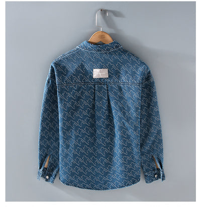 Camisa de Mezclilla Casual con Forro Polar y Estampado Floral - Image 17