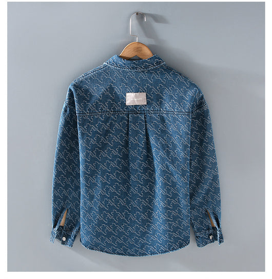 Camisa de Mezclilla Casual con Forro Polar y Estampado Floral - Image 17