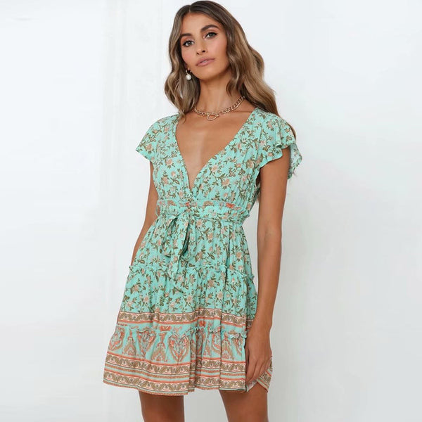 Vestido corto estampado con cintura anudada - Image 16