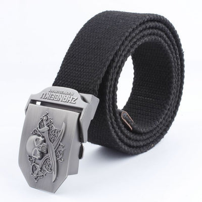 Cinturón Canvas con Hebilla Doble Calavera - Estilo Casual Versátil - Image 43