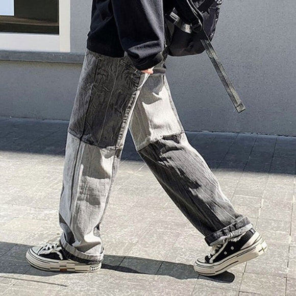 Jeans Ancho con Costuras Decorativas para Hombre