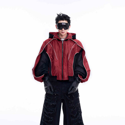 Chaqueta Acolchada con Capucha y Estructura de Perfiles Cosidos