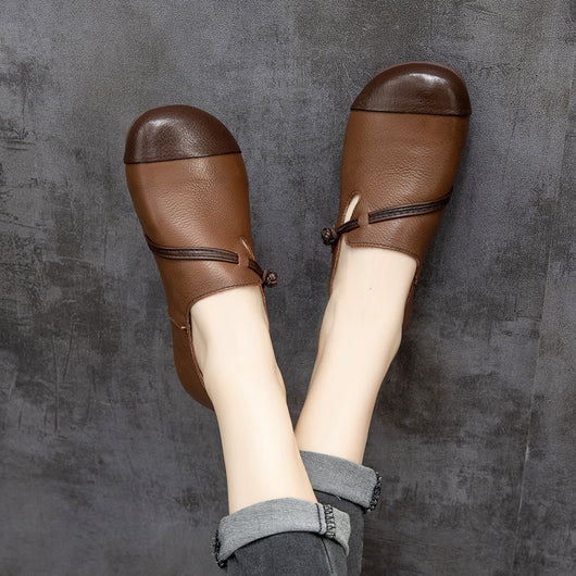 Zapatos Casuales Retro para Mujer con Suela de Tendón Bovino y Costuras Decorativas - Image 3