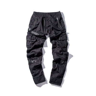 Pantalón Cargo Hip Hop con Bolsillos Laterales y Detalles en Cuero - Image 5