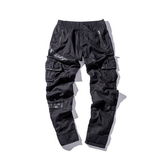 Pantalón Cargo Hip Hop con Bolsillos Laterales y Detalles en Cuero - Image 5