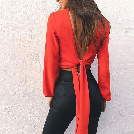 Blusa Elegante de Manga Larga con Cintura Ceñida y Forro de Gasa - Image 7