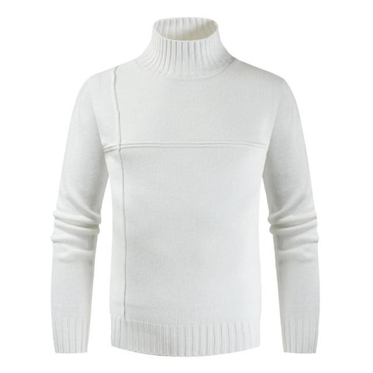 Suéter Coreano Cuello Alto con Costuras de Rayas Cruzadas para Hombre - Image 16