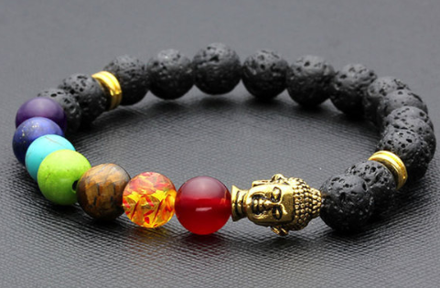 Pulsera Buddha Chakra 8mm con Piedra Volcánica para Yoga y Meditación