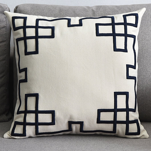 Funda de Almohada Decorativa de Algodón y Lino con Bordado Geométrico - Image 19