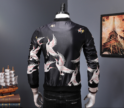 Chaqueta Bomber Estilo Japonés con Grúa Bordada - Abrigo Tendencia Otoño Unisex - Image 3