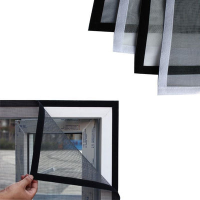White mosquito screen applied to a window, with a hand gently pulling a corner to show its fine mesh texture. - Image 2