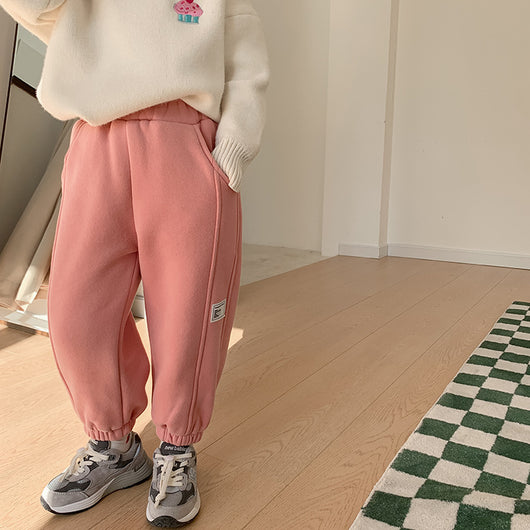 Pantalones de Buzo Infantiles con Detalles de Costura y Terciopelo - Image 15