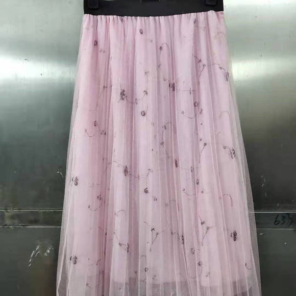 Falda Plisada de Cintura Alta en Malla Ajustada para Mujer