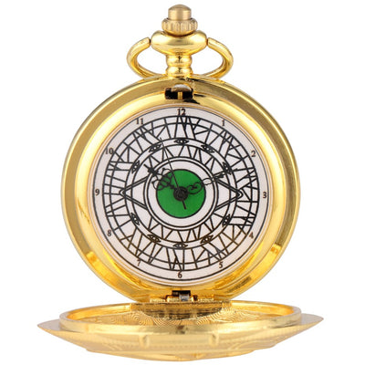 Reloj de Bolsillo Vintage Hueco con Temática de Motocicleta y Ojo Antiguo