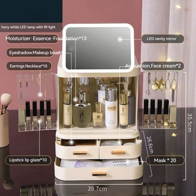 Organizador de Cosméticos con Espejo y Luz LED - Almacenamiento Grande - Image 6