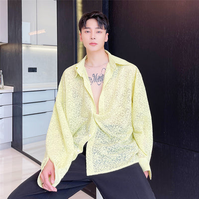 Camisa Suelta y Cómoda Transparente para Hombre - Image 12