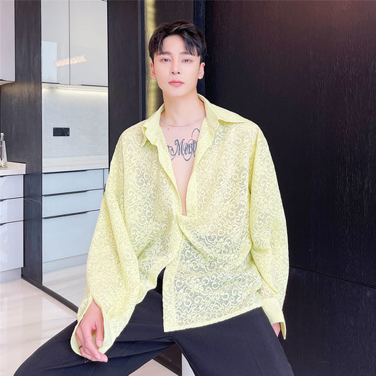 Camisa Suelta y Cómoda Transparente para Hombre - Image 12