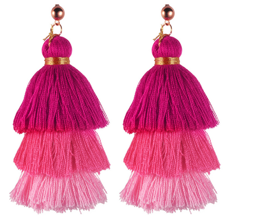 Aretes de Borlas de Algodón con Degradado Tricolor - Image 10