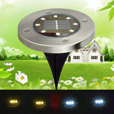 Lámpara Solar Subterránea 8 LED Acero Inoxidable para Jardín