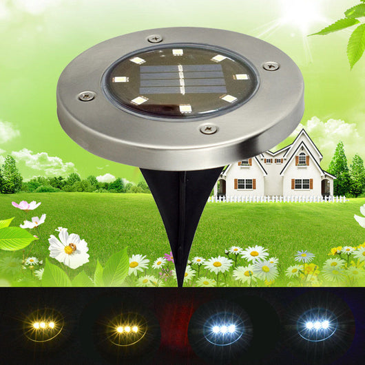 Lámpara Solar Subterránea 8 LED Acero Inoxidable para Jardín
