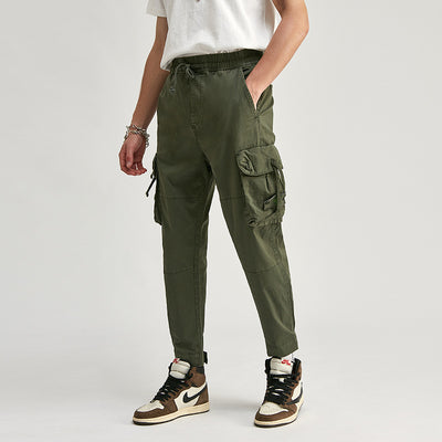 Pantalones de trabajo multibolsillos con cintura elástica para hombre