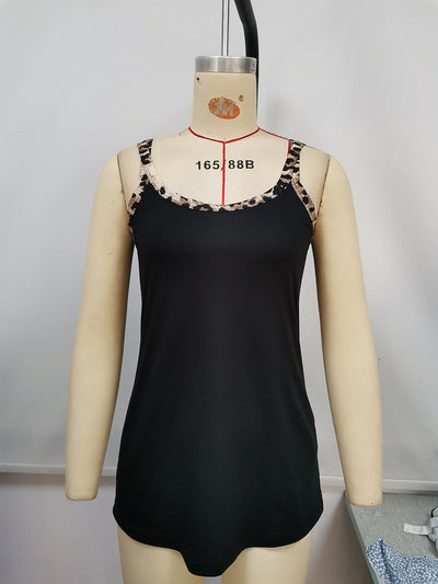 Camiseta sin Mangas Estampado Leopardo con Patchwork Talla S - Image 23
