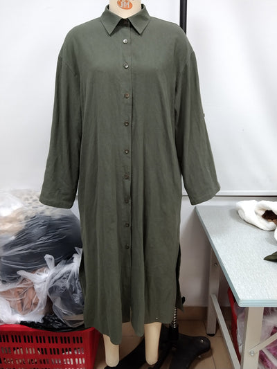 Camisa Larga Holgada de Manga Larga con Abertura Lateral para Mujer - Image 17