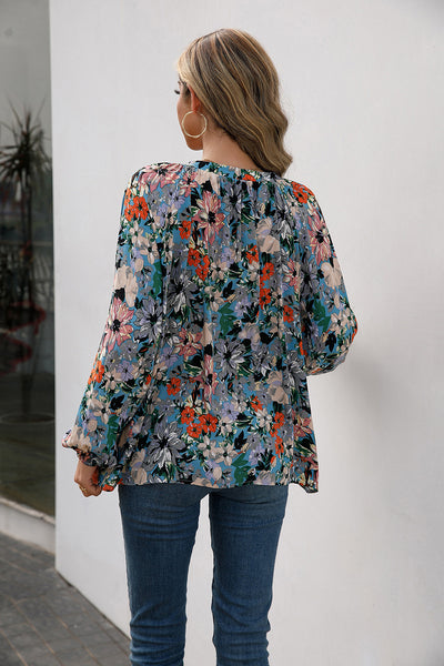 Blusa Floral Suelta Manga Larga Escote en V - Image 16