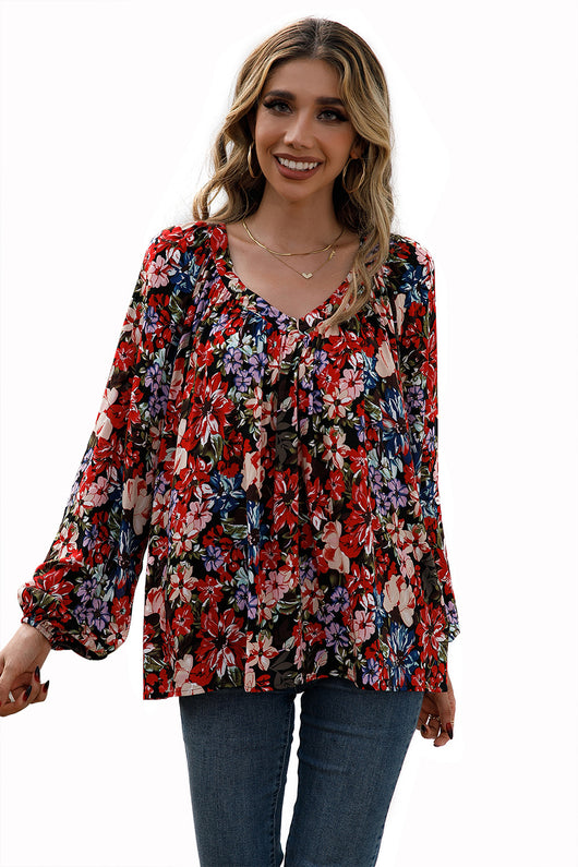 Blusa Floral Suelta Manga Larga Escote en V - Image 19