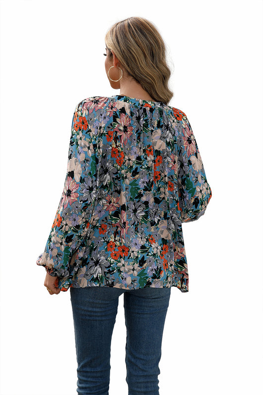 Blusa Floral Suelta Manga Larga Escote en V - Image 28