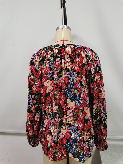 Blusa Floral Suelta Manga Larga Escote en V - Image 31