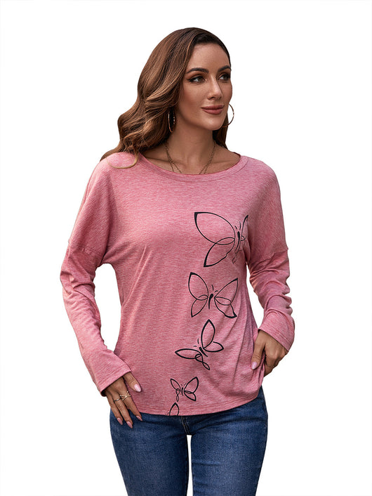 Blusa Suelta de Cuello Redondo Manga Larga con Estampado para Mujer - Image 25