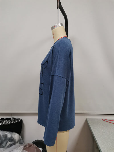 Blusa Suelta de Cuello Redondo Manga Larga con Estampado para Mujer - Image 39