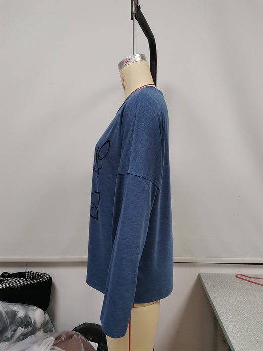 Blusa Suelta de Cuello Redondo Manga Larga con Estampado para Mujer - Image 39