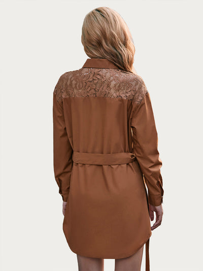 Blusa Elegante Manga Larga con Panel de Encaje Ajustada - Image 12