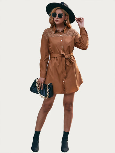 Blusa Elegante Manga Larga con Panel de Encaje Ajustada - Image 14