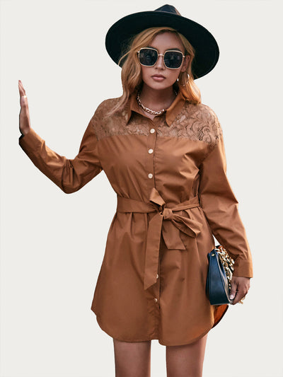 Blusa Elegante Manga Larga con Panel de Encaje Ajustada - Image 15