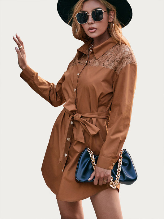 Blusa Elegante Manga Larga con Panel de Encaje Ajustada - Image 16