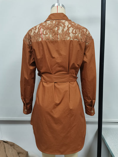 Blusa Elegante Manga Larga con Panel de Encaje Ajustada - Image 19