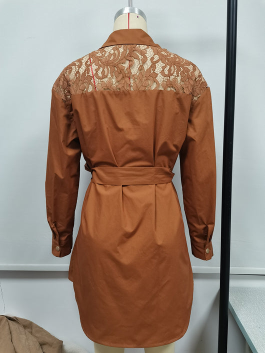 Blusa Elegante Manga Larga con Panel de Encaje Ajustada - Image 19