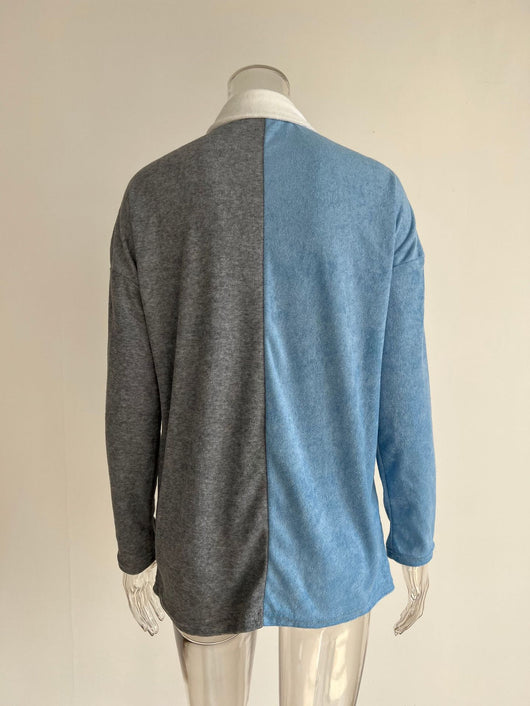 Chaqueta Cardigan Mujer con Contraste de Colores - Image 17