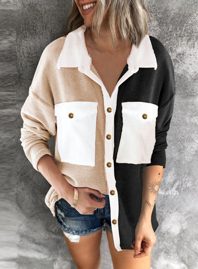 Chaqueta Cardigan Mujer con Contraste de Colores - Image 21