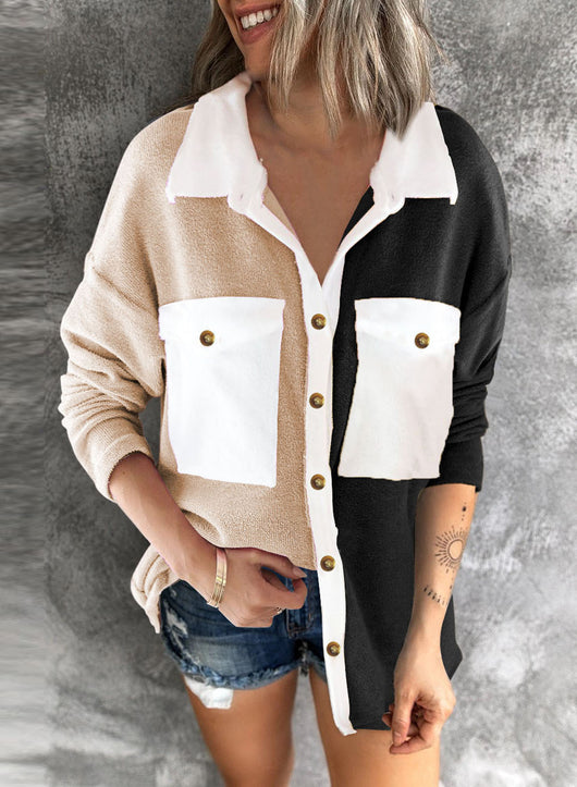Chaqueta Cardigan Mujer con Contraste de Colores - Image 21