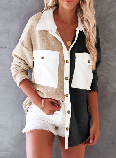 Chaqueta Cardigan Mujer con Contraste de Colores - Image 22