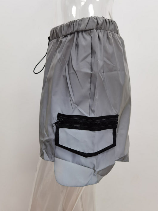 Pantalones Cortos Reflectantes Efecto Cromático Pierna Ancha Estilo Europeo - Image 10