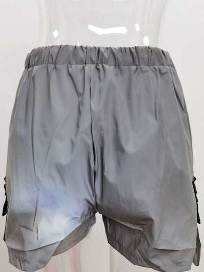 Pantalones Cortos Reflectantes Efecto Cromático Pierna Ancha Estilo Europeo - Image 12