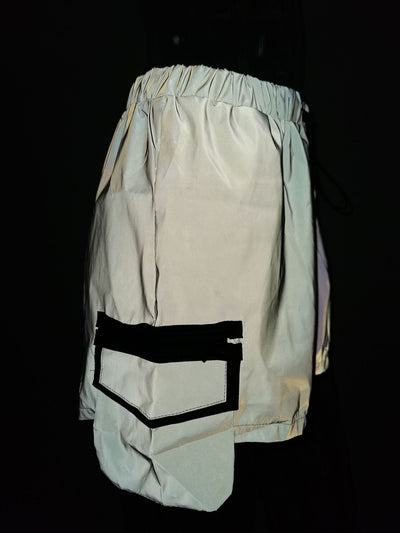 Pantalones Cortos Reflectantes Efecto Cromático Pierna Ancha Estilo Europeo - Image 14