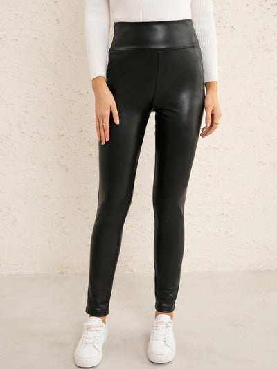 Pantalones de Cuero PU Ajustados Elásticos para Moto Mujer - Image 9