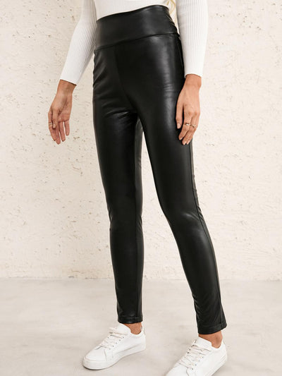 Pantalones de Cuero PU Ajustados Elásticos para Moto Mujer - Image 10