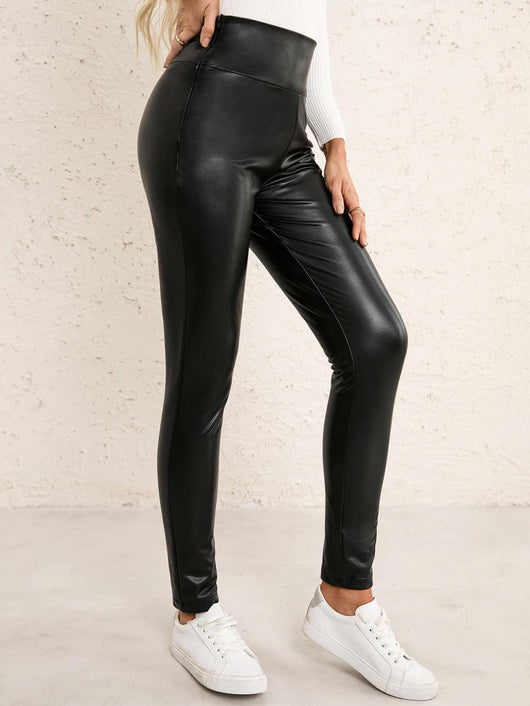 Pantalones de Cuero PU Ajustados Elásticos para Moto Mujer - Image 11
